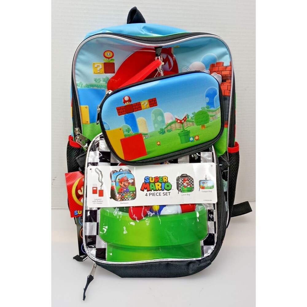 Nintendo Super Mario Kids 17" Backpack 4-Pack School Bags Bulk Lot New w/ Tags